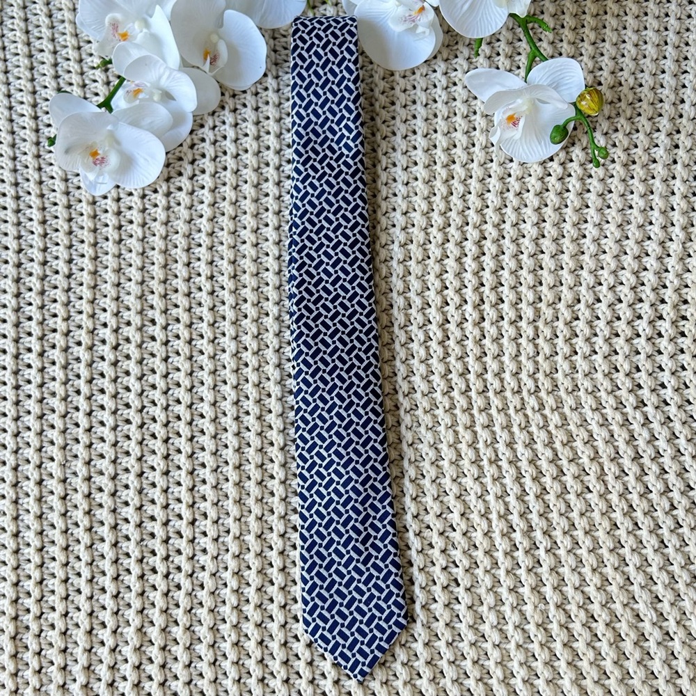 Topman Neckwear Men’s Polyester Tie Blue Abstract Rectangles 58”